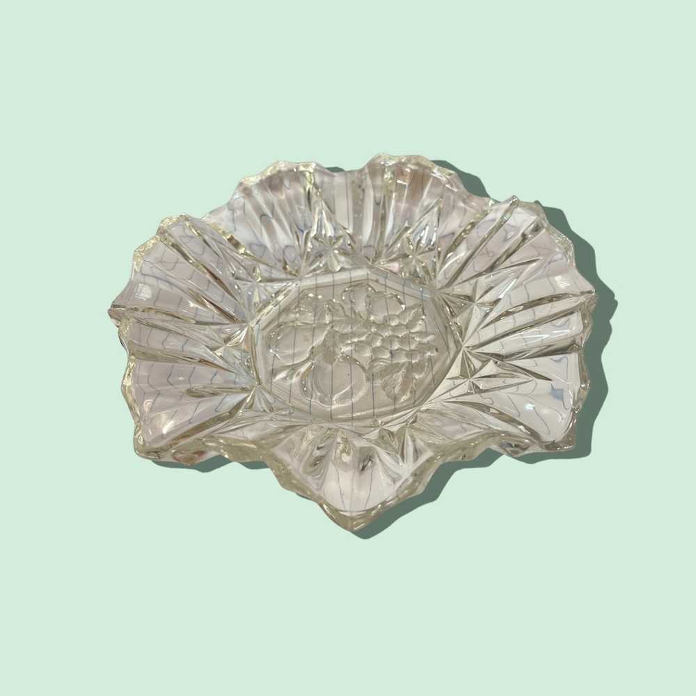 Vintage 7" Round Crimped Bowl Pioneer Clear by Federal Glass1940s ~ 1970s